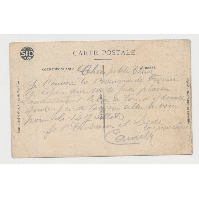 Carte postale - Soldats avec les billets de la banque de France