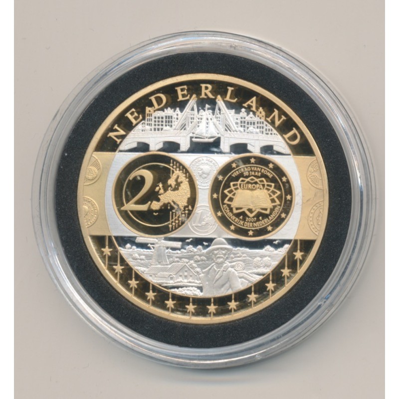 Médaille - 1ère frappe hommage Euro - Pays-Bas - Europa - cuivre argenté
