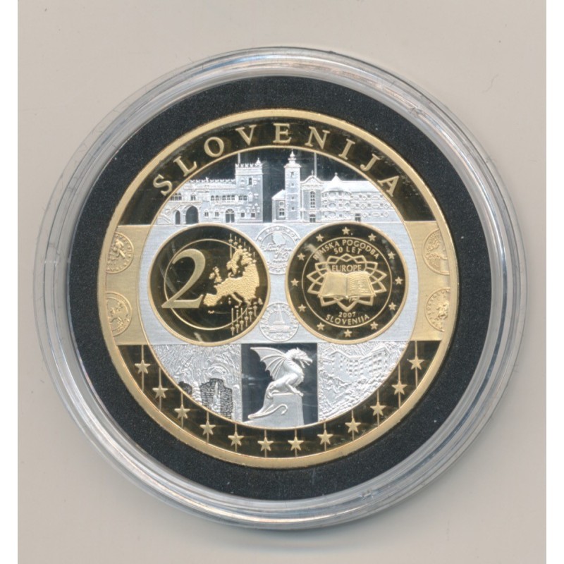 Médaille - 1ère frappe hommage Euro - Slovénie - Europa - cuivre argenté