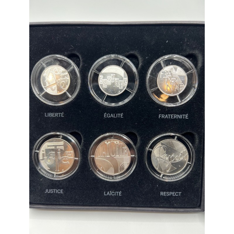 Coffret Les Valeurs de la république - 6 monnaies Euro argent - 2013
