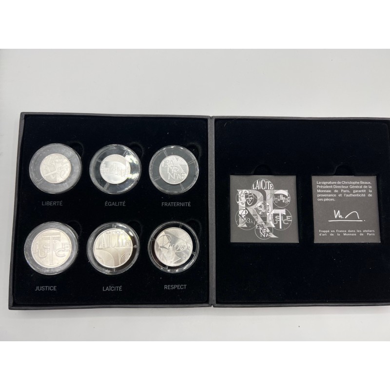 Coffret Les Valeurs de la république - 6 monnaies Euro argent - 2013