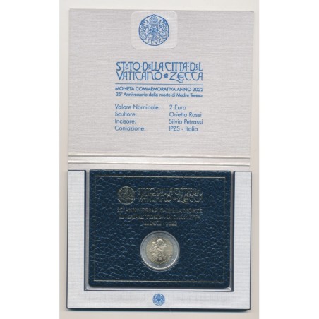 Vatican - 2 Euro 2022 - 25e anniversaire de la mort de Mère Teresa de Calcutta