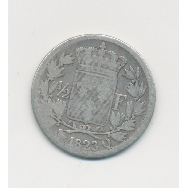 1/2 Franc Louis XVIII - 1823 Q Perpignan - B/TB