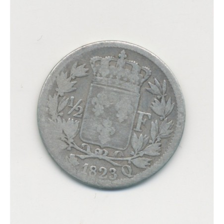1/2 Franc Louis XVIII - 1823 Q Perpignan - B/TB