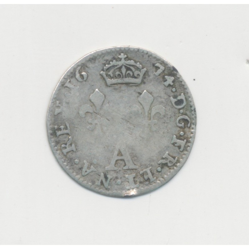 Louis XIV - 2 Sols dits des traitants - 1674 A Paris - B/TB