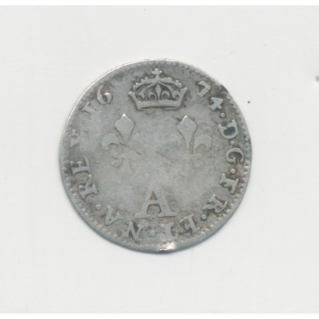 Louis XIV - 2 Sols dits des traitants - 1674 A Paris - B/TB