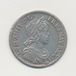 Louis XIV - 1/4 écu mèche courte - 1644 A Paris - TTB+/SUP
