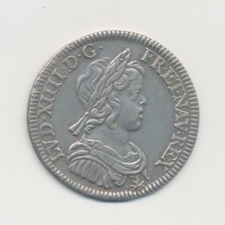 Louis XIV - 1/4 écu mèche courte - 1644 A Paris - TTB+/SUP