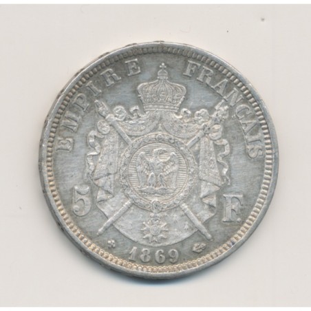 5 Francs Napoléon III - 1869 BB Strasbourg - Tête laurée - TTB+