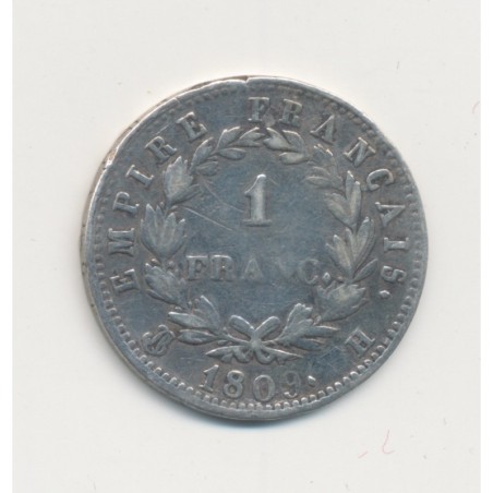 Napoléon empereur - 1 Franc - 1809 H La Rochelle - TB+