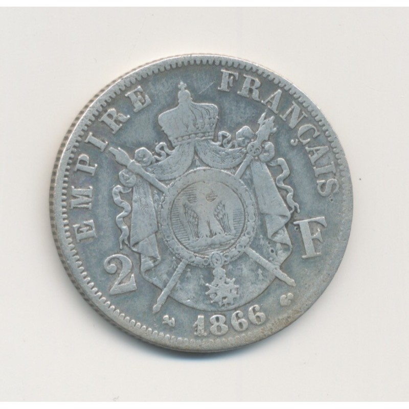 Napoléon III - Tête laurée - 2 Francs - 1866 K Bordeaux - TB