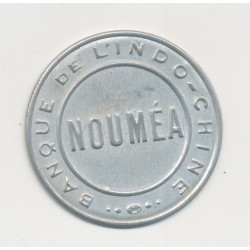 Timbre-monnaie - Nouméa - 25 centimes bleu sur fond rouge - SUP