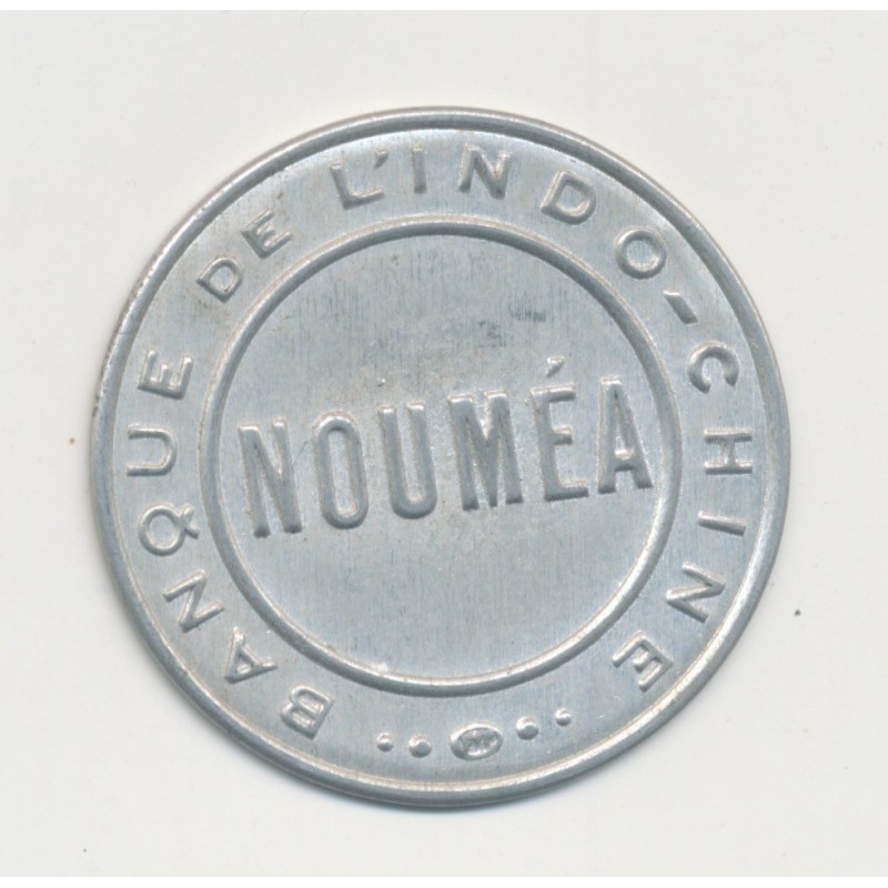 Timbre-monnaie - Nouméa - 25 centimes bleu sur fond rouge - SUP