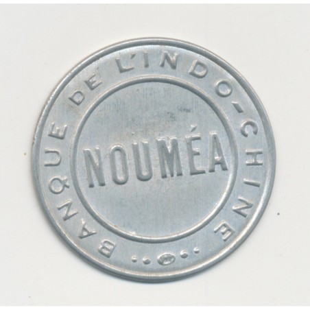Timbre-monnaie - Nouméa - 25 centimes bleu sur fond rouge - SUP