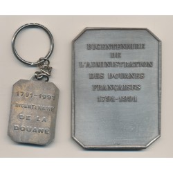 Médaille - Bicentenaire Douanes Françaises - 1791-1991 - bronze argenté - avec porte clé 2