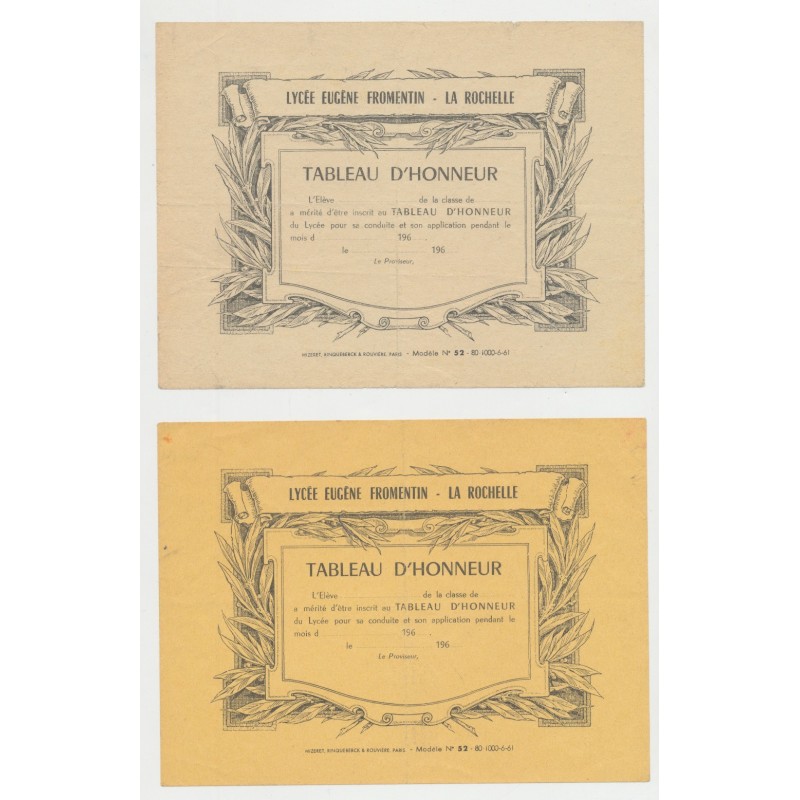 Lot 2 Tableaux d'honneur - Lycée Eugène Fromentin - La Rochelle