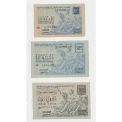 Lot 3 billets - 10/50/100 Kilos acier ordinaire 1948 - TB/TTB