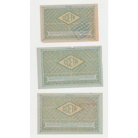 Lot 3 billets - 10/50/100 Kilos acier ordinaire 1948 - TB/TTB