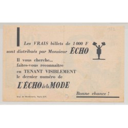 Billet publicitaire - 1000 Francs Richelieu - L'écho de la mode 2