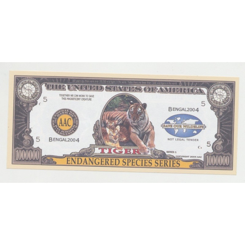 Billet Fantaisie - TIGER/TIGRE - 1 million dollar