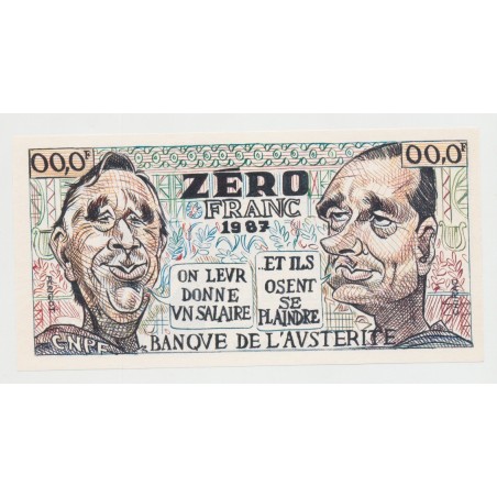 Billet publicitaire - Zéro Franc - Banque de l'austérité 