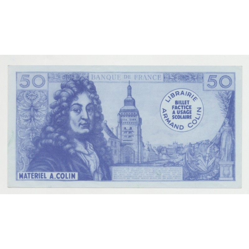 Billet publicitaire - 50 Francs Racine - librairie Colin