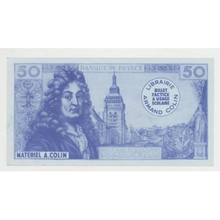 Billet publicitaire - 50 Francs Racine - librairie Colin