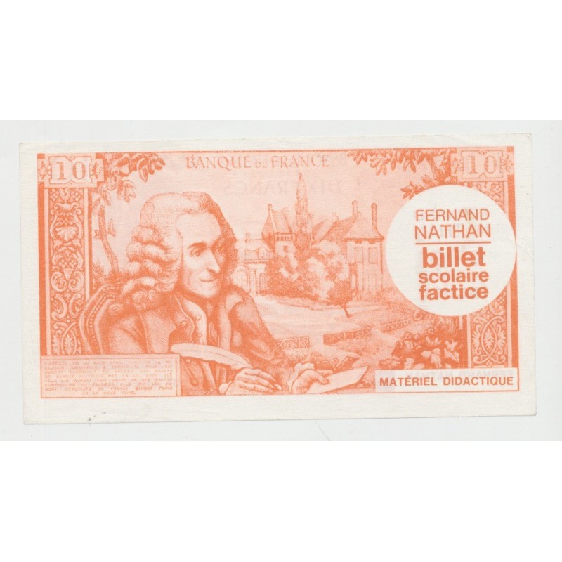 Billet publicitaire - 10 Francs Voltaire - Fernand Nathan