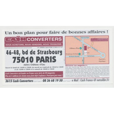 Billet publicitaire - 600 cash converters