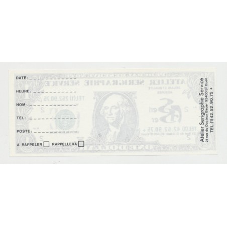 Billet publicitaire - 1 dollar atelier sérigraphie service