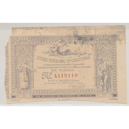 Billet Loterie - 1 Franc Loterie Tunisienne internationale