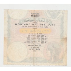 Billet Loterie nationale - huitieme tranche - 100 Francs 2