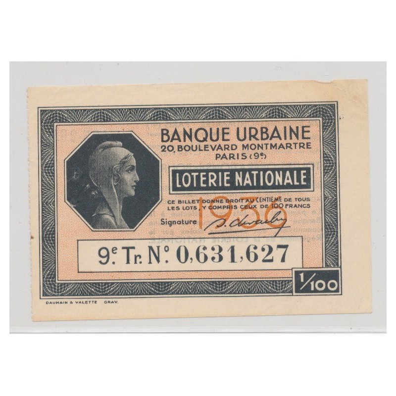 Billet Loterie nationale - 1/100 Banque urbaine