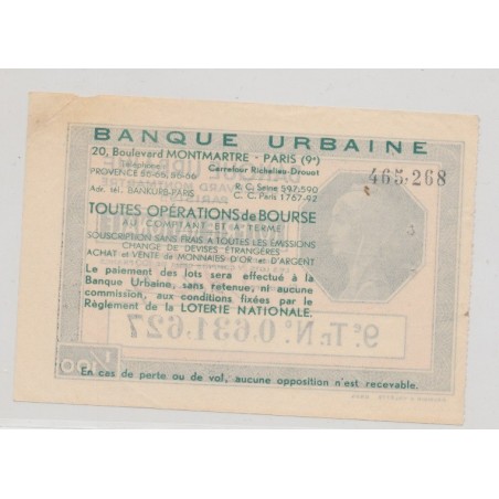 Billet Loterie nationale - 1/100 Banque urbaine