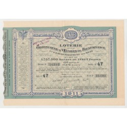 Billet Loterie - Groupement d'oeuvres de bienfaisance et d'encouragement aux arts - 1911 - Paris