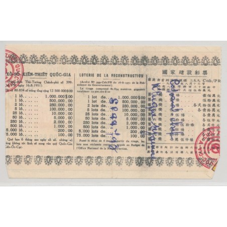 Billet Loterie - 10 dollars loterie de la reconstruction - Saigon