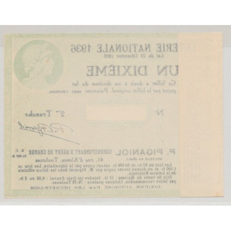 Billet Loterie nationale - 1 Dixieme 1936