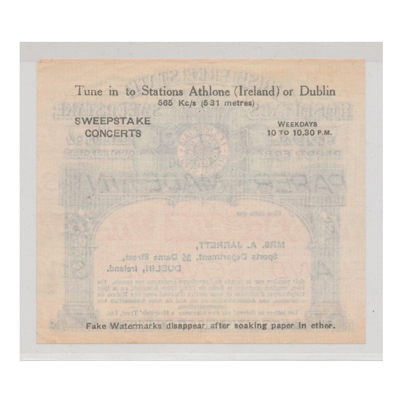 Billet Loterie - Irish free state - hospitals sweepstake