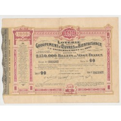 Billet Loterie - Oeuvres de bienfaisance et encouragement aux beaux arts - 1909