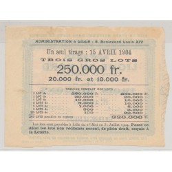 Billet Loterie du nord contre la tuberculose - billet 1 Franc 2