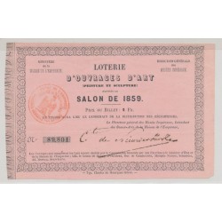 Billet Loterie d'ouvrages d'art - salon de 1859 - 1 Franc