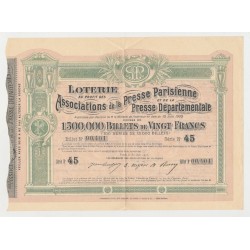 Billet Loterie - Presses parisiennes et départementales - 1905