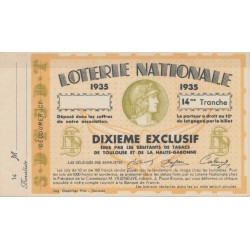 Billet Loterie nationale - 1/10 1935 - Tabacs Toulouse et haute garonne