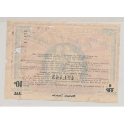 Billet Loterie nationale - Mutilé des yeux - 1/10 - 1940 2