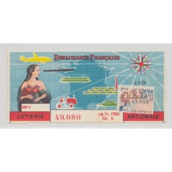 Billet Loterie nationale - Renaissance Française - 1958