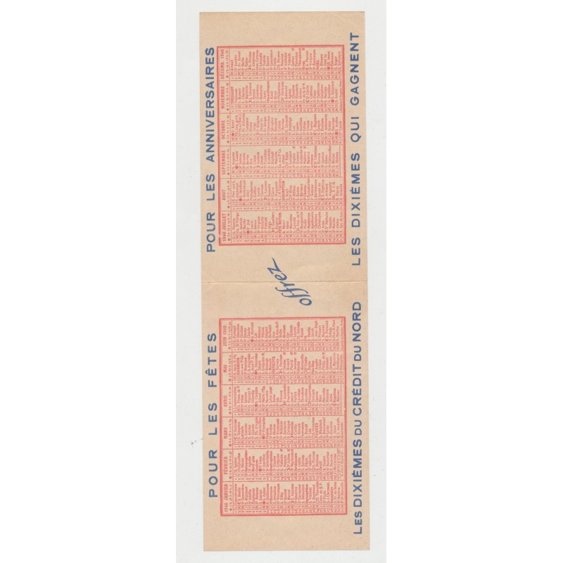 Billet Loterie nationale - Crédit du nord 1940 