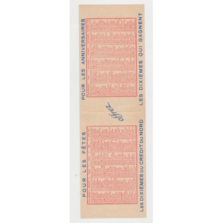 Billet Loterie nationale - Crédit du nord 1940 