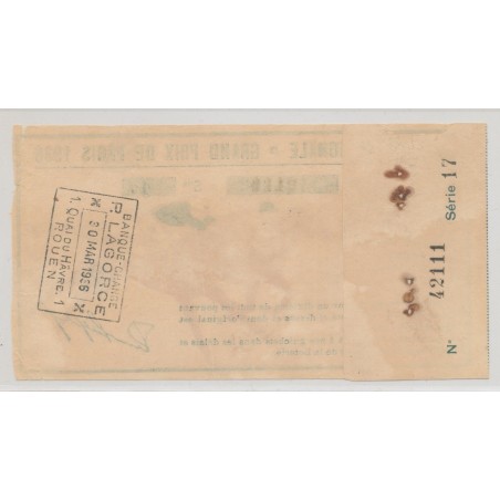 Billet Loterie nationale - Grand prix de Paris 1936