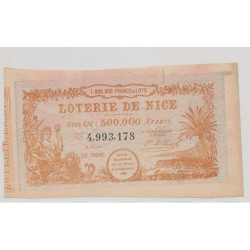 Billet Loterie de Nice - 1884 - Billet 1 Franc