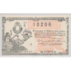 Billet Loterie - 100 Pesetas/Quinta - 1911